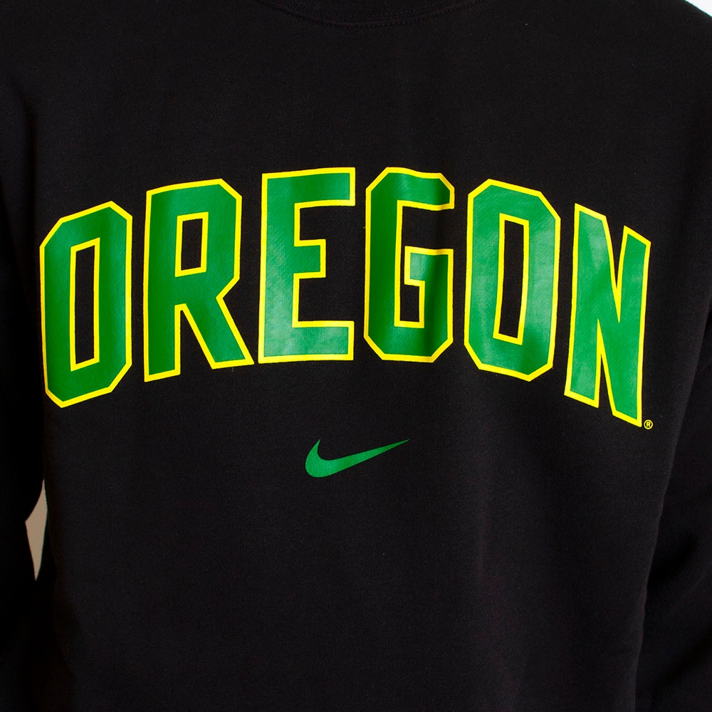 Arched Oregon, Nike, Black, Pullover, Unisex, Fleece, Crew, Sweatshirt